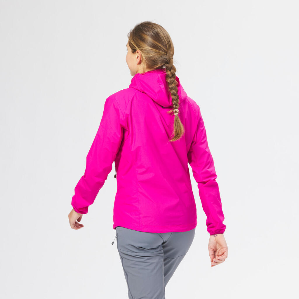 WOMEN'S WINDPROOF JACKET FOR MOUNTAINEERING - FUCHSIA PINK